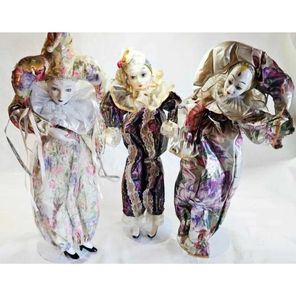 Vtg Lot Of 3 Jesters With Music & Animation w/Stand All Working Approx 15-17"T